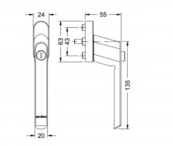247854 Schuco Security Window Handle Lockable