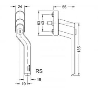 247921 Schuco Cranked Window Handle Lockable