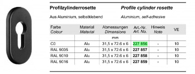 227856 Silver Profile Cylinder Rosette