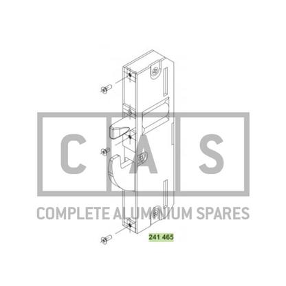 Technical drawing of a Schuco hook bolt, showing various components and the number 241465.