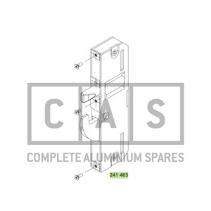 Technical drawing of a Schuco hook bolt, showing various components and the number 241465.