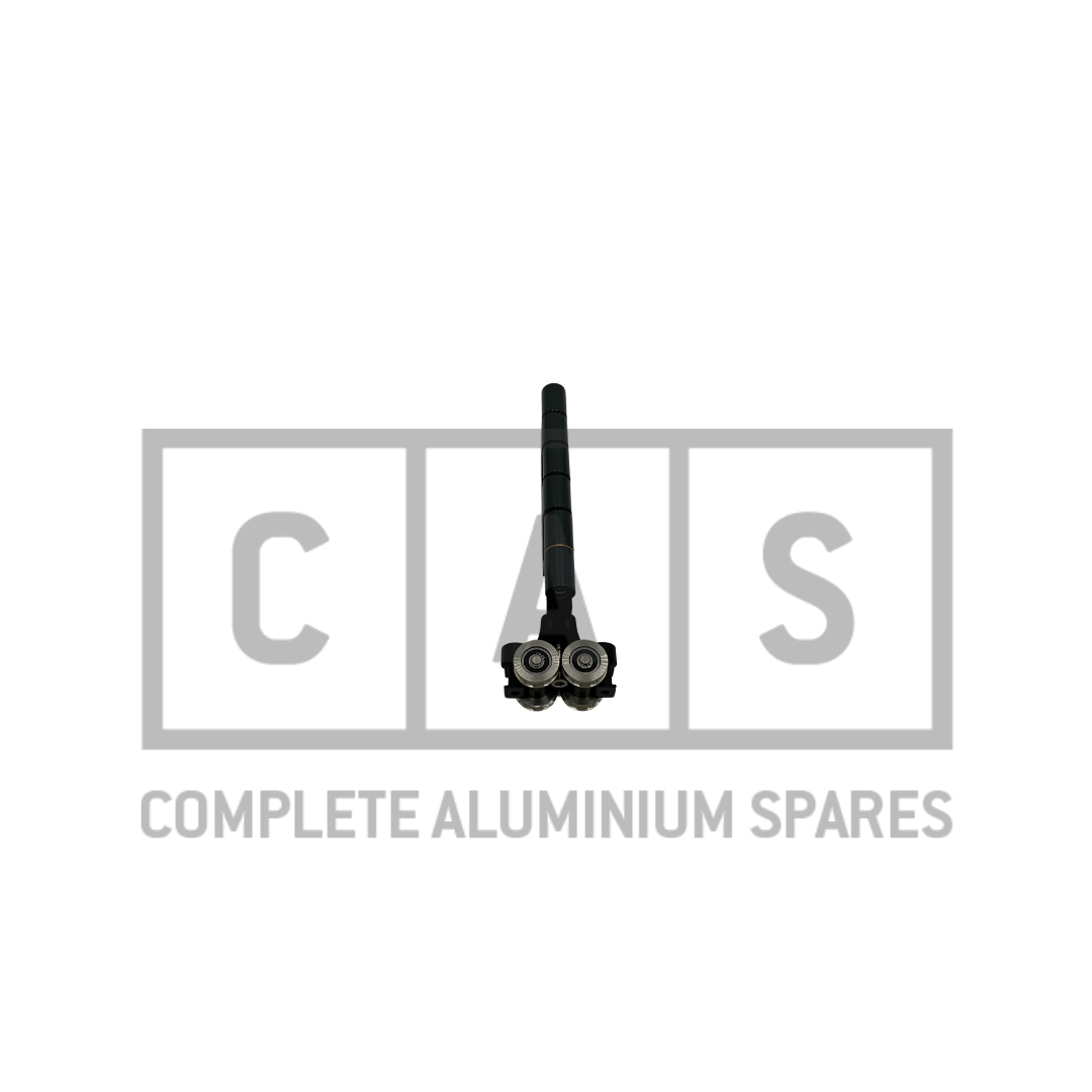 A black metal bottom roller guide, suitable for KAS 730, presented against a white background with the 'CAS Complete Aluminium Spares' logo below.