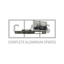 An image showing a SCHUCO E-STRIKE complete aluminium spare part, typically used for door hardware.