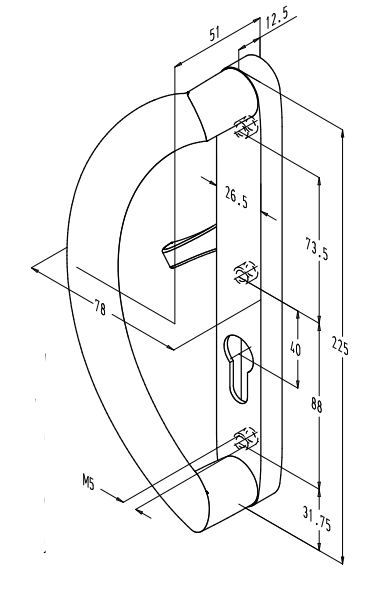 Sobinco 74000CL-VI Pentalock External Patio Door Handle