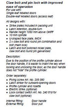 241467 CLAW BOLT AND PIN LOCK