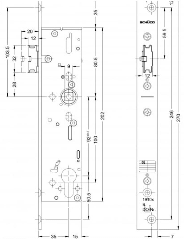 241836 Schuco Single Point Lock – Complete Aluminium Spares