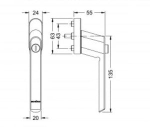 247854 Schuco Security Window Handle Lockable