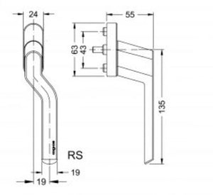 247913 Schuco Standard Window Handle Cranked