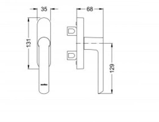 269527 SCHUCO GEARBOX HANDLE DOUBLE THROW LOCKING