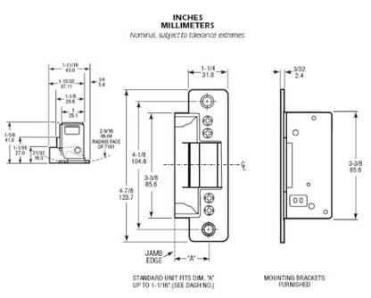 Adams Rite 7100 Series Electric Strike Fail Secure 24v DV