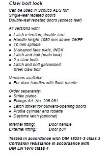241784 CLAW BOLT LOCK