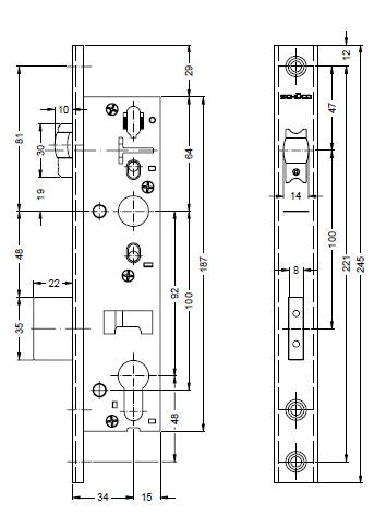 241470 SCHUCO ROLLER AND LATCH LOCK