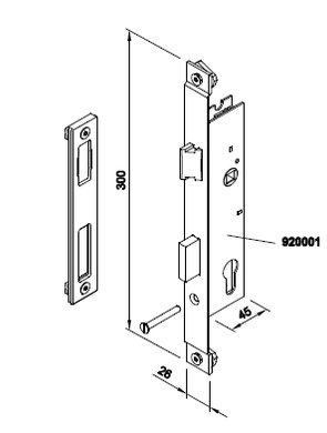 T920001 - TECHNAL LOCK. 1 Point lever lock - 1/2 turn.