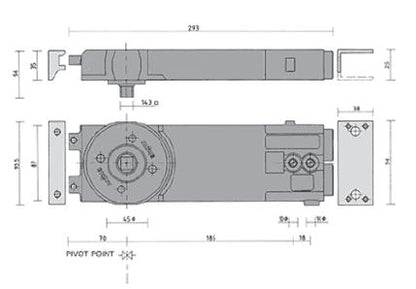 Axim 8801-00 Light Duty None Hold Open Concealed Transom Door Closer Body ONLY 750mm