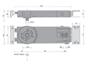 Axim 8801-90 Light Duty Hold Open Concealed Transom Door Closer Body ONLY 750mm